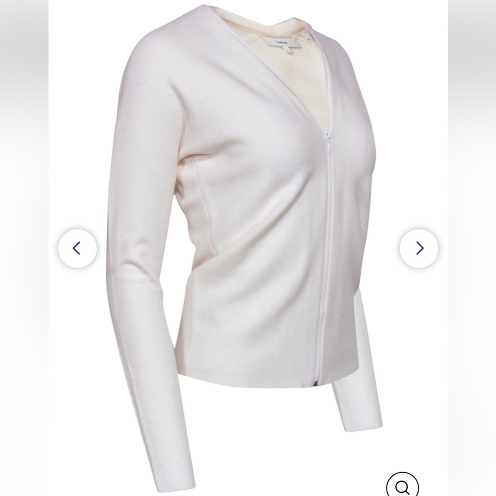 Vince - Ivory Zip-Up Wool Blend Knit Cardigan. Size M
